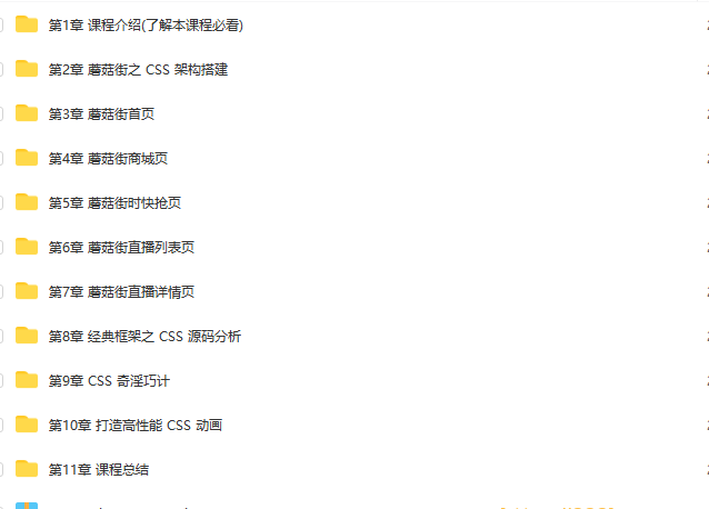 2021必修 CSS架构系统精讲 理论+实战玩转蘑菇街|完结无秘|百度云下载