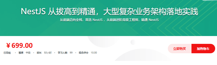 NestJS 从拔高到精通，大型复杂业务架构落地实践|完结