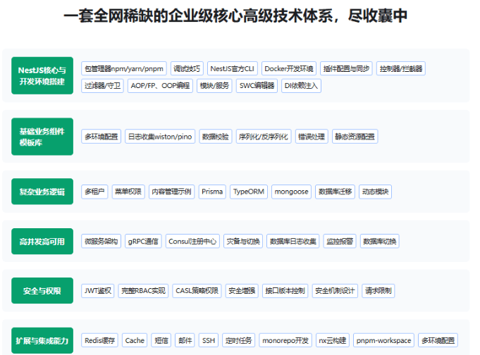 NestJS 从拔高到精通，大型复杂业务架构落地实践|完结